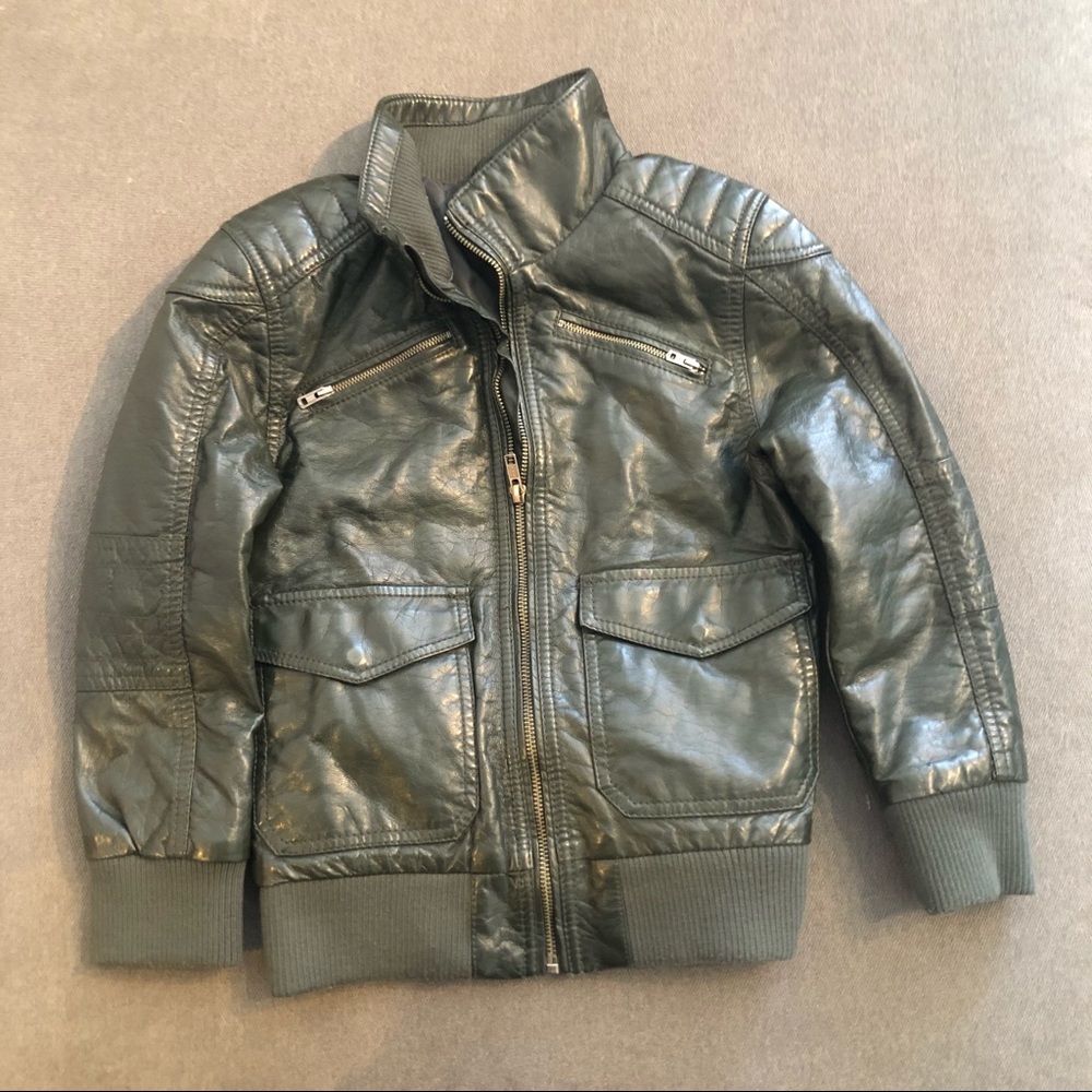 H&M Boys Motorcycle Jacket I green size 6-7